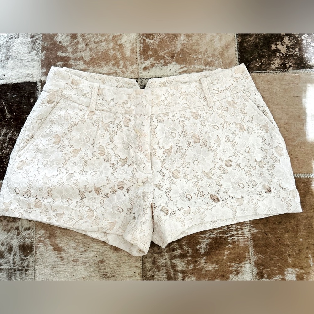 BCBGMaxazria Lace Overlay Short Shorts